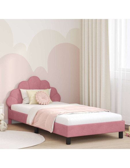 Struttura letto bambini con testata Rosa 90 x 200 cm Velluto