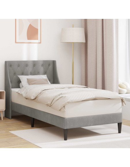 Struttura del letto Grigio chiaro 90 x 190 cm Velluto