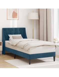 Struttura del letto con testiera Blu 90 x 190 cm Velluto