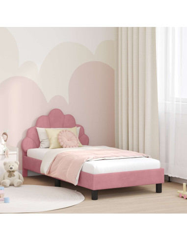 Struttura letto bambini con testata Rosa 80 x 160 cm Velluto