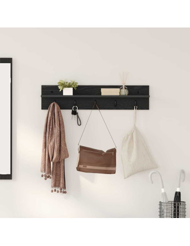 Appendiabiti a muro Rovere Nero 80 x 10,5 x 18 cm