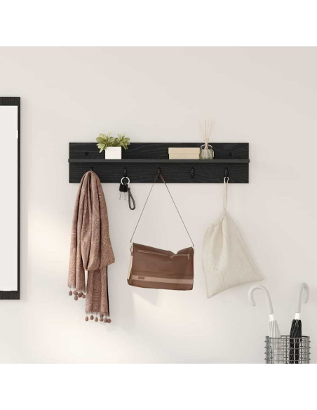 Appendiabiti a muro Rovere Nero 80 x 10,5 x 18 cm
