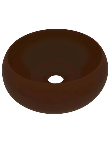 Lavandino Lusso Rotondo Marrone Scuro Opaco 40x15cm in Ceramica