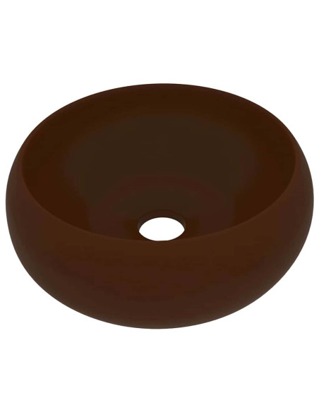 Lavandino Lusso Rotondo Marrone Scuro Opaco 40x15cm in Ceramica