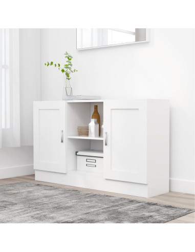 Credenza Bianco Lucido 120x30,5x70 cm in Legno Multistrato