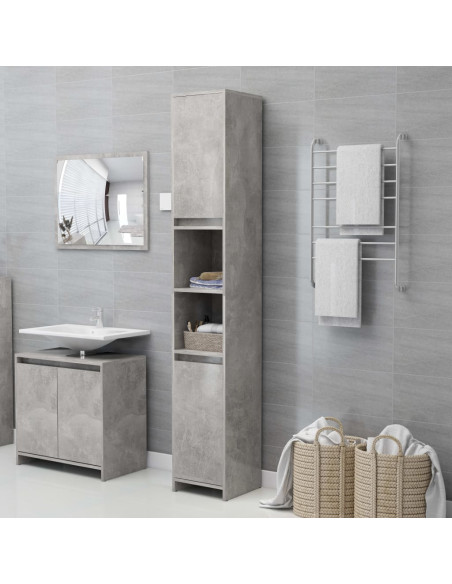 Mobile da Bagno Grigio Cemento 30x30x183,5 cm Legno Multistrato