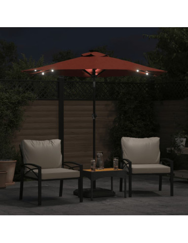 Ombrellone Giardino LED Palo Acciaio Terracotta 225x225x212 cm