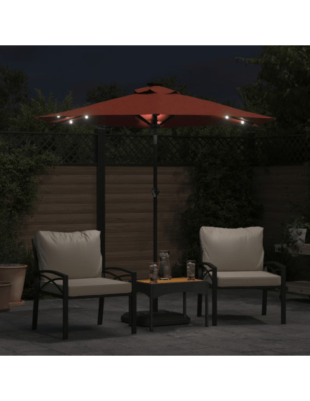Ombrellone Giardino LED Palo Acciaio Terracotta 225x225x212 cm