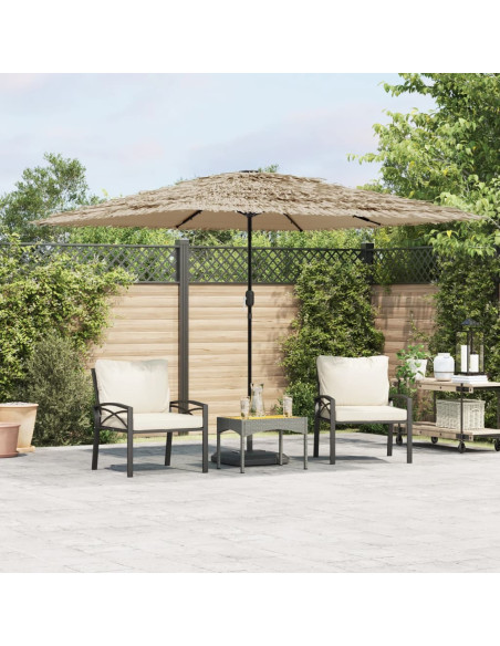 Ombrellone Giardino LED e Palo in Acciaio Marrone 290x290x238cm