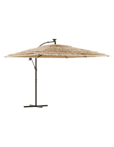 Ombrellone Giardino LED e Palo in Acciaio Marrone 290x290x238cm