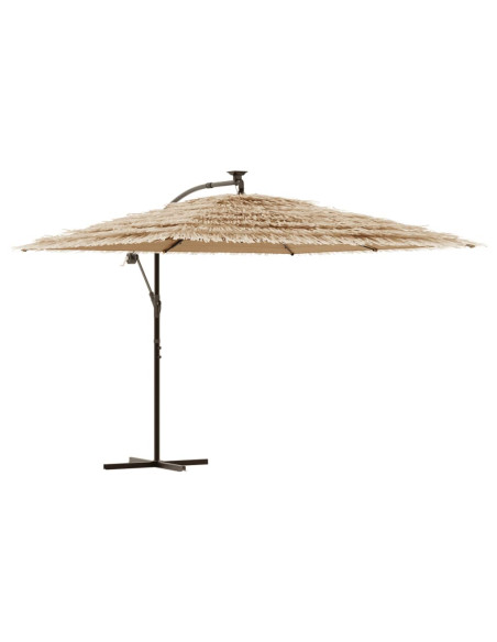 Ombrellone Giardino LED e Palo in Acciaio Marrone 290x290x238cm