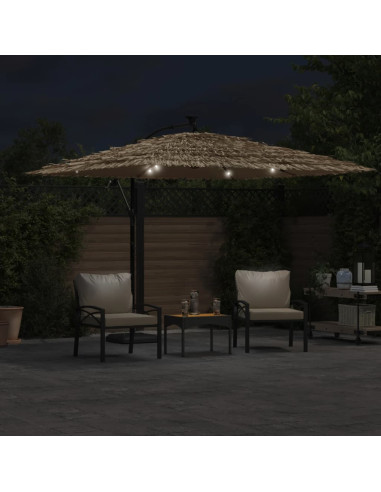 Ombrellone Giardino LED e Palo in Acciaio Marrone 290x290x238cm
