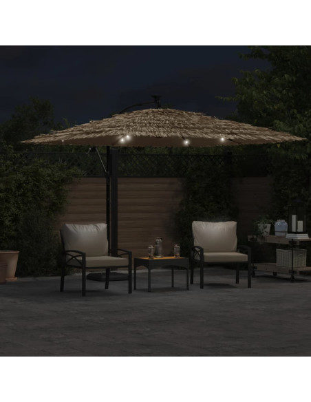 Ombrellone Giardino LED e Palo in Acciaio Marrone 290x290x238cm