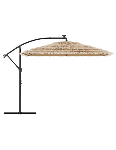 Ombrellone Giardino LED e Palo in Acciaio Marrone 290x290x238cm