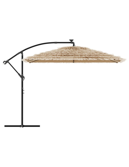 Ombrellone Giardino LED e Palo in Acciaio Marrone 290x290x238cm