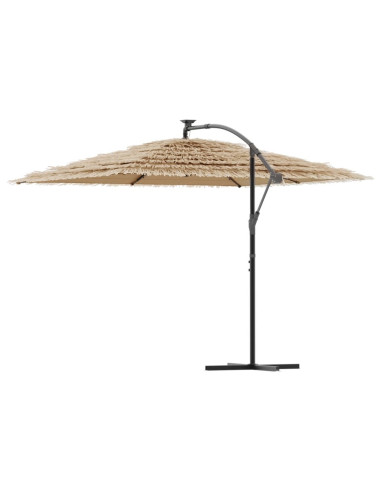 Ombrellone Giardino LED e Palo in Acciaio Marrone 290x290x238cm