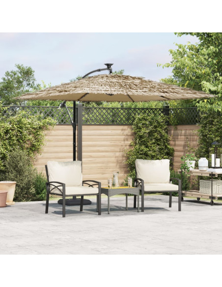 Ombrellone Giardino LED e Palo in Acciaio Marrone 269x269x235cm