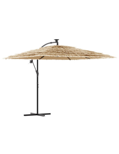 Ombrellone Giardino LED e Palo in Acciaio Marrone 269x269x235cm