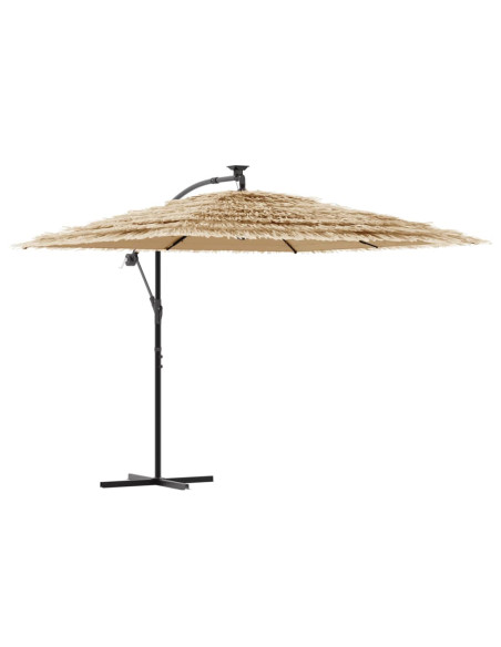 Ombrellone Giardino LED e Palo in Acciaio Marrone 269x269x235cm