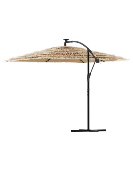 Ombrellone Giardino LED e Palo in Acciaio Marrone 269x269x235cm