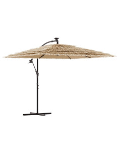 Ombrellone Giardino LED e Palo in Acciaio Marrone 246x246x230cm 2