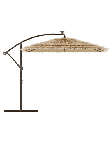 Ombrellone Giardino LED e Palo in Acciaio Marrone 246x246x230cm