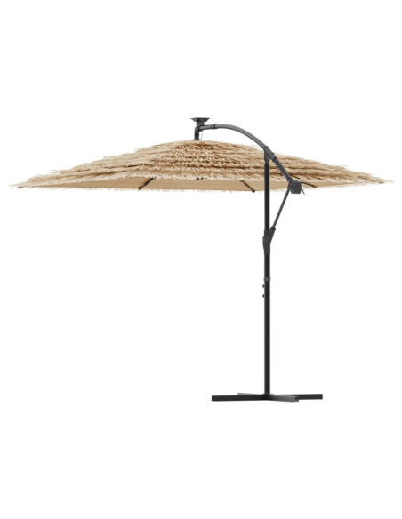 Ombrellone Giardino LED e Palo in Acciaio Marrone 246x246x230cm