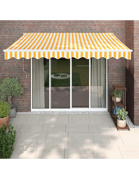 Tenda Sole Automatica Retrattile Gialla e Bianca 3x2,5 m