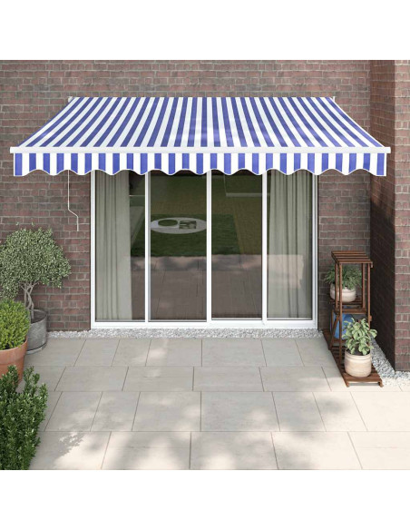Tenda Sole Automatica Retrattile Blu e Bianca 3x2,5 m