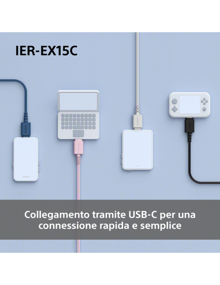 Sony IER-EX15C Auricolare Cablato In-ear Musica e Chiamate USB tipo-C Blu