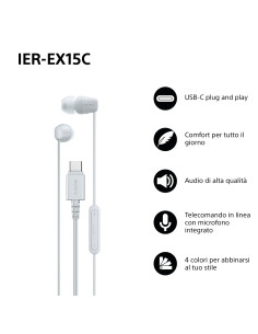 Sony IER-EX15C Auricolare Cablato In-ear Musica e Chiamate USB tipo-C Bianco 2