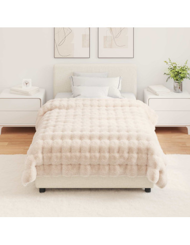 Coperta in Pelliccia di Coniglio Finta Beige 130 x 150 cm