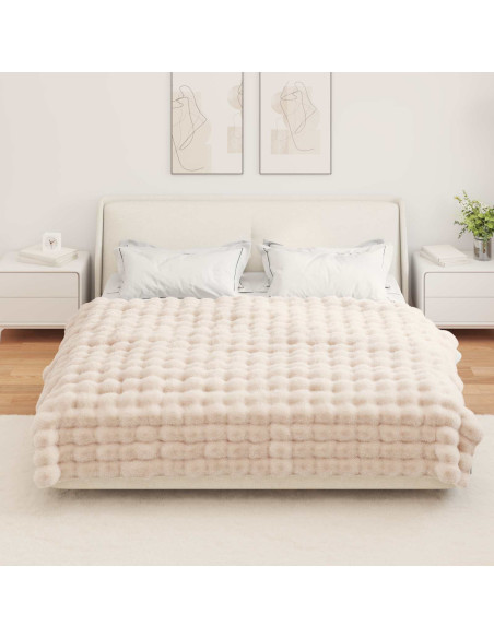Coperta in Pelliccia di Coniglio Finta Beige 150 x 220 cm