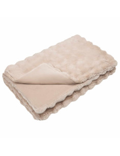 Coperta in Pelliccia di Coniglio Finta Beige 220 x 240 cm 2