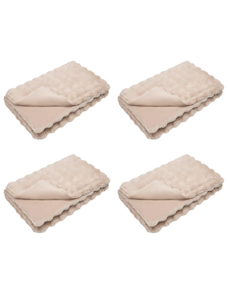 Coperta in Pelliccia di Coniglio Finta 4 pcs Beige 130 x 150 cm