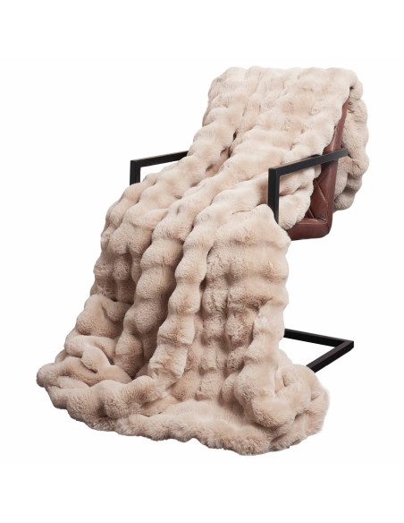 Coperta in Pelliccia di Coniglio Finta 4 pcs Beige 150 x 220 cm