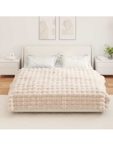 Coperta in Pelliccia di Coniglio Finta 4 pcs Beige 150 x 220 cm