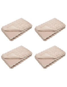 Coperta in Pelliccia di Coniglio Finta 4 pcs Beige 240 x 270 cm 2