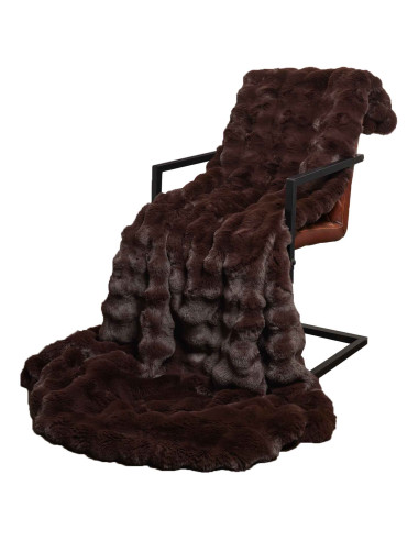 Coperta in Pelliccia di Coniglio Finta Cammello 240 x 270 cm