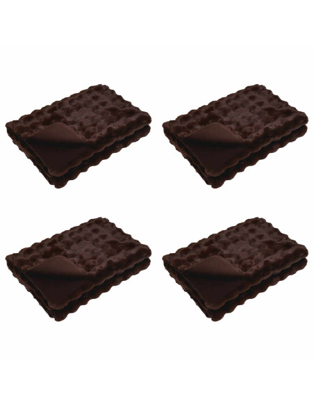 Coperta in Pelliccia di Coniglio Finta 4 pcs Cammello