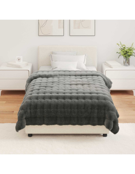 Coperta in Pelliccia di Coniglio Finta Grigio scuro