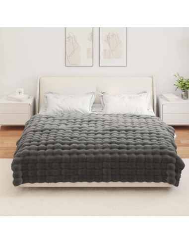 Coperta in Pelliccia di Coniglio Finta Grigio scuro