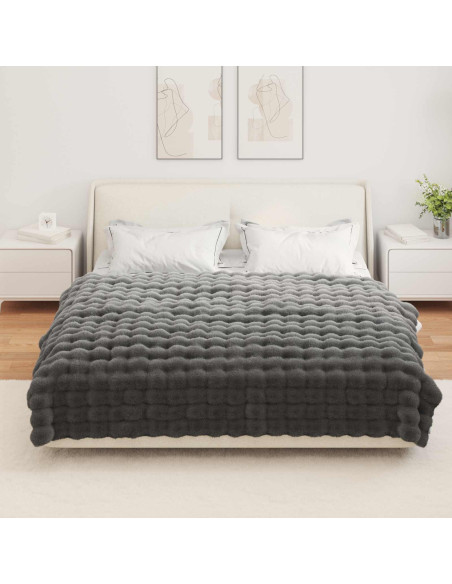Coperta in Pelliccia di Coniglio Finta Grigio scuro