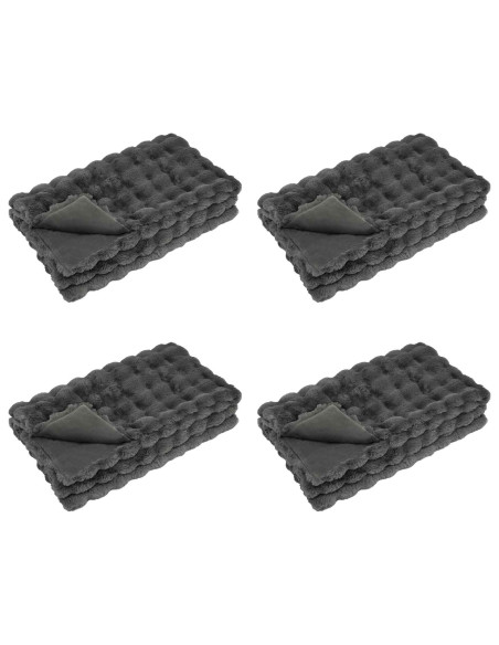 Coperta in Pelliccia di Coniglio Finta 4 pcs Grigio scuro