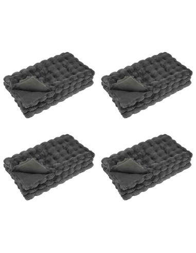 Coperta in Pelliccia di Coniglio Finta 4 pcs Grigio scuro