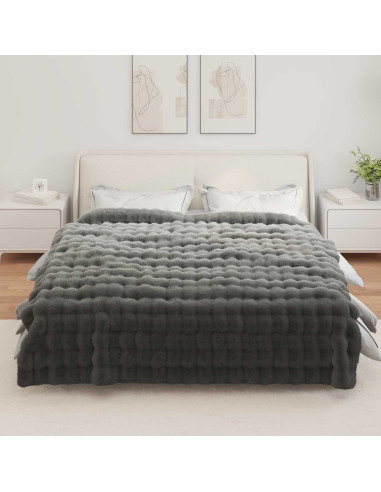 Coperta in Pelliccia di Coniglio Finta 4 pcs Grigio scuro