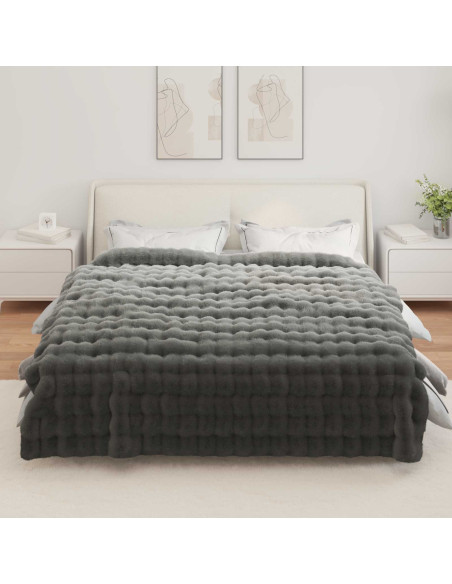 Coperta in Pelliccia di Coniglio Finta 4 pcs Grigio scuro