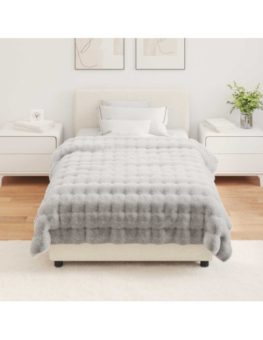 Coperta in Pelliccia di Coniglio Finta Grigio 130 x 150 cm