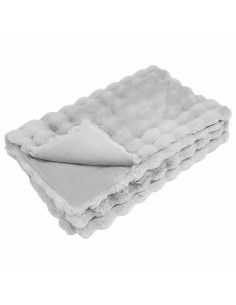 Coperta in Pelliccia di Coniglio Finta Grigio 150 x 220 cm 2