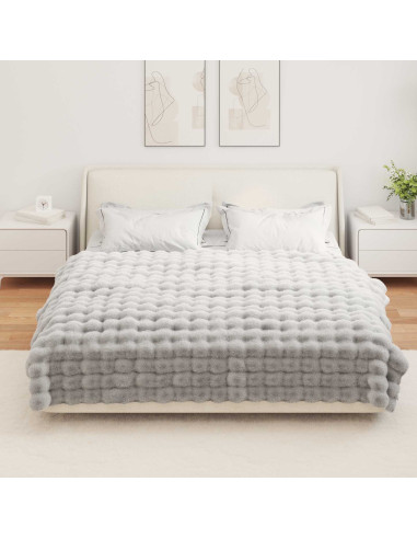 Coperta in Pelliccia di Coniglio Finta Grigio 150 x 220 cm